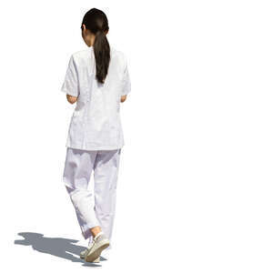 asian nurse walking