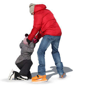 father and daughter skating