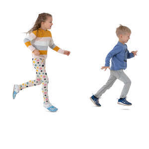 two cut out kids running around