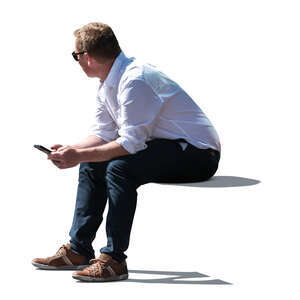 cut out backlit man sitting