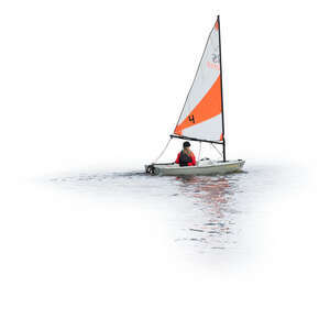 cut out girl sailing with a small boat