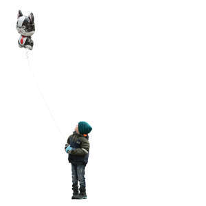 cut out little boy with a balloon standing