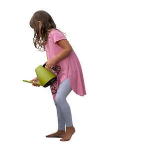 cut out little girl watering plants