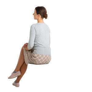 cut out woman sitting seen from back angle