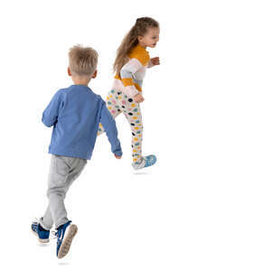 two cut out kids running