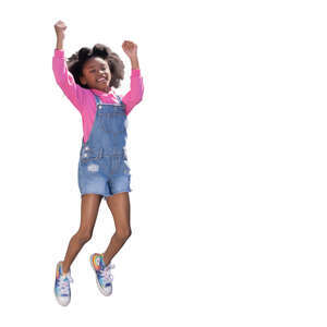 cut out happy black girl jumping