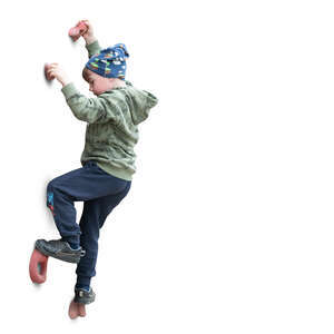 cut out little boy climbing on a climbing wall