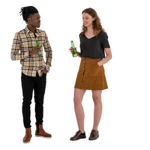 cut out man and woman at a party standing and talking