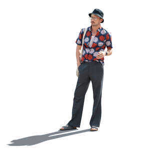 cut out backlit trendy man standing and smoking