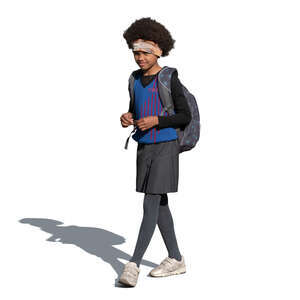cut out girl with a school bag walking
