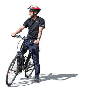 cut out elderly man riding a bike