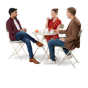 cut out group of three people sitting in a cafe