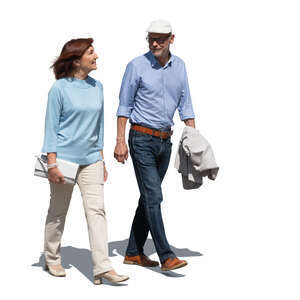 cut out older couple walking outside