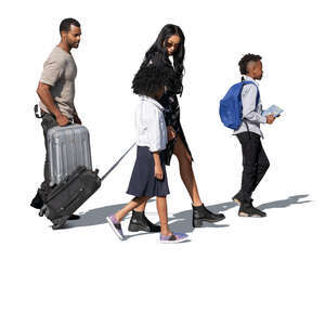 cut out african american family travelling