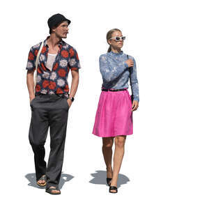 cut out man and woman walking