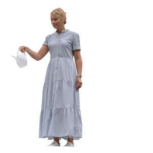 cut out woman standing on a balcony and watering plants