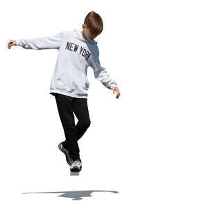 cut out little boy practicing balancing