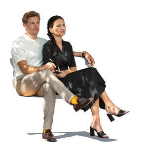 cut out man and woman sitting in the shade of a a tree
