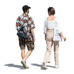 cut out man and woman walking