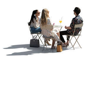 cut out backlit cafe scene with three people