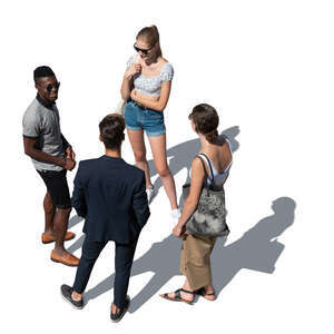 cut out top view of a group of four people standing