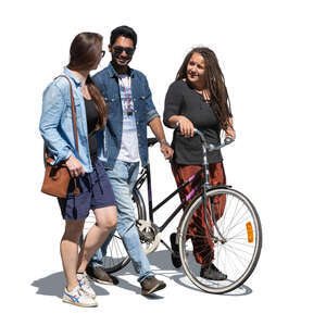 cut out group of three friends walking