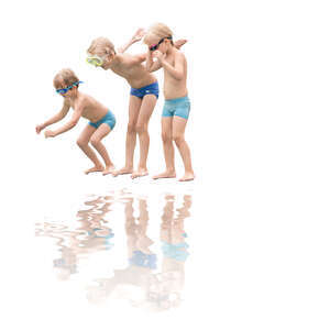 three cut out boys jumping into water