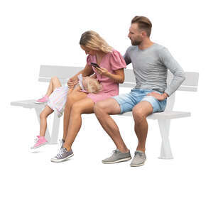 cut out family with a small girl sitting
