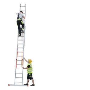 cut out worker climbing up a ladder