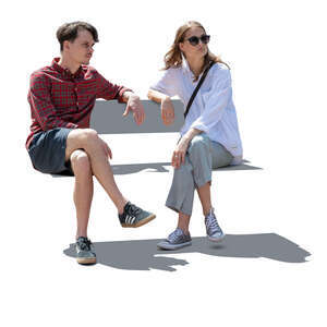 cut out backlit man and woman sitting