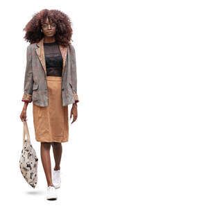cut out trendy black woman walking