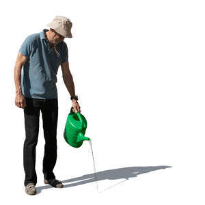 cut out elderly man watering plants