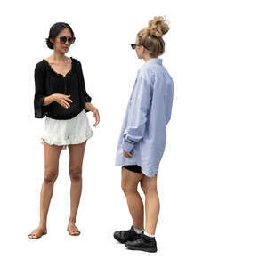 two cut out women standing and talking