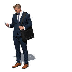 cut out businessman standing outside in the sunlight