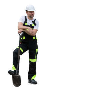 cut out construction worker with a spade standing