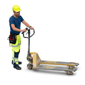 cut out worker with a forklift seen from above