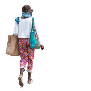 cut out trendy woman with a shopping bag walking