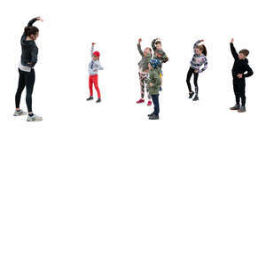 cut out group of children exercising