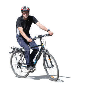 cut out elderly man riding a bike