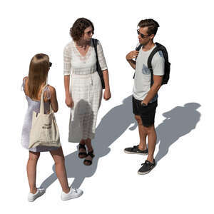 cut out group of young people standing seen from above