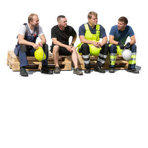 cut out group of workers sitting and talking