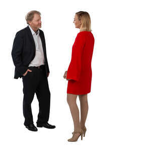 cut out man and woman standing and talking