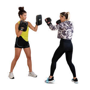 two cut out women at boxing training