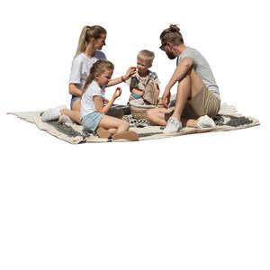cut out family having a picinc outside in the park