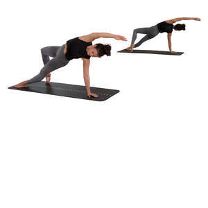 cut out woman doing yoga in front of  the mirror