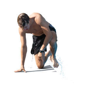 cut out man coming out of the pool