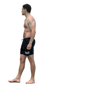 cut out man in swim shorts standing