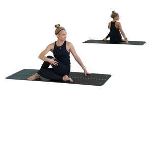 cut out woman doing yoga in front of the mirror