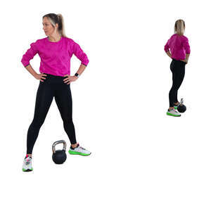 cut out woman preparing for workout in front of the mirror