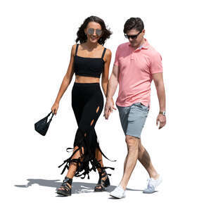 cut out man and woman walking together and talking